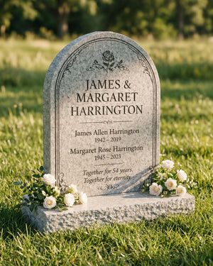 Rose Arch Granite Companion Upright Headstone