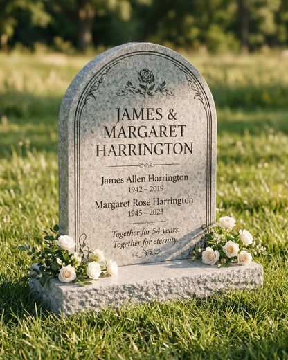 Rose Arch Granite Companion Upright Headstone