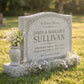 Wave Top Companion Floral Granite Headstone with Vase
