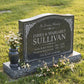 Wave Top Companion Floral Granite Headstone with Vase