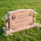 Wave Top Floral Companion Granite Upright Headstone with Vases