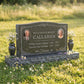 Wave Top Floral Companion Granite Upright Headstone with Vases