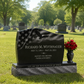 Large Wave Granite Upright Headstone with Vase