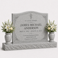 Classic Granite Upright Headstone with Double Vases