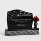 Large Wave Granite Upright Headstone with Vase