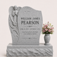 Praying Angel Upright Headstone with Granite Vase