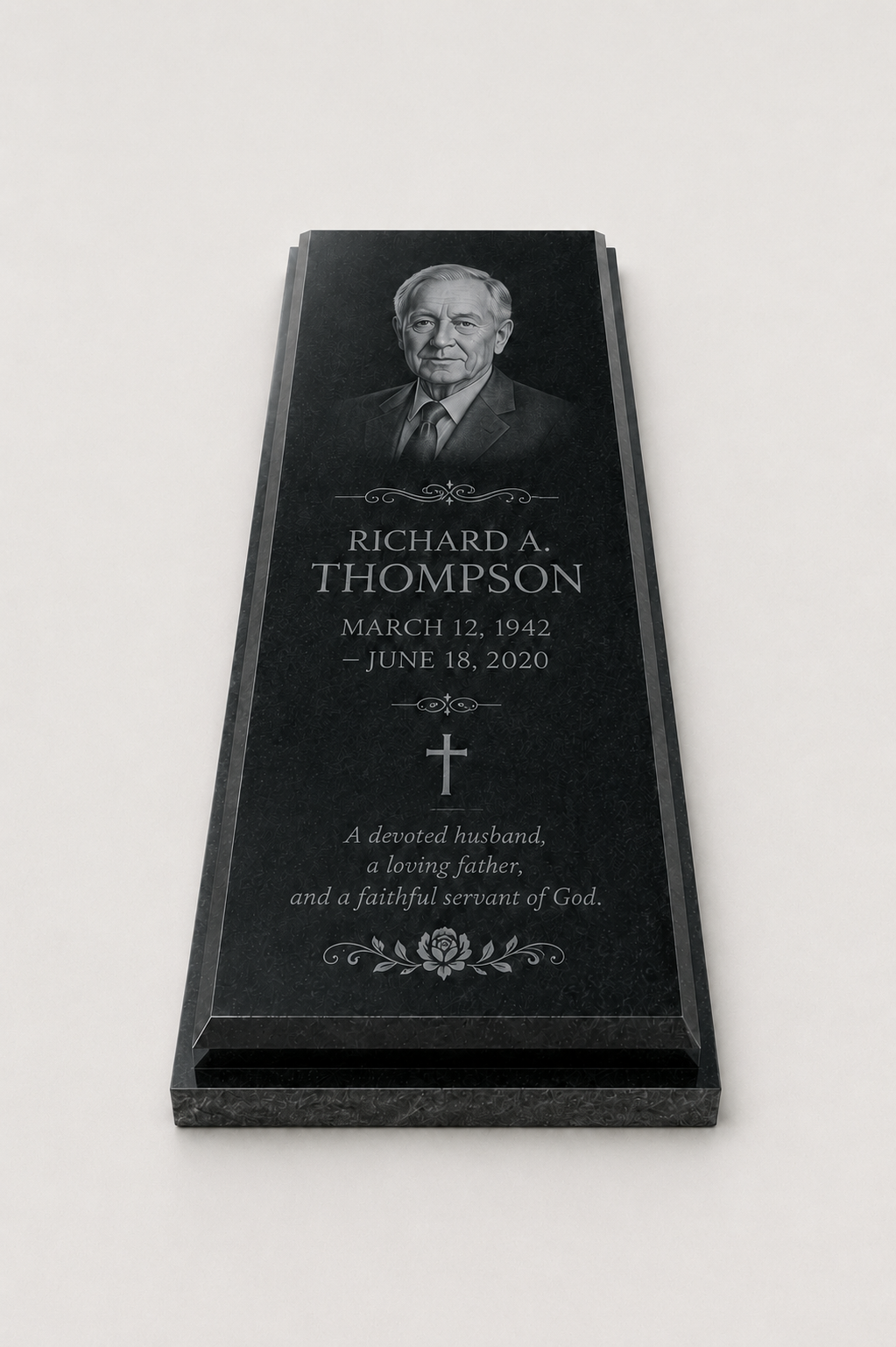 Double-Level Granite Ledger Memorial | Flat Grave Ledger