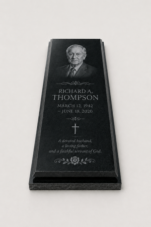 Double-Level Granite Ledger Memorial | Flat Grave Ledger
