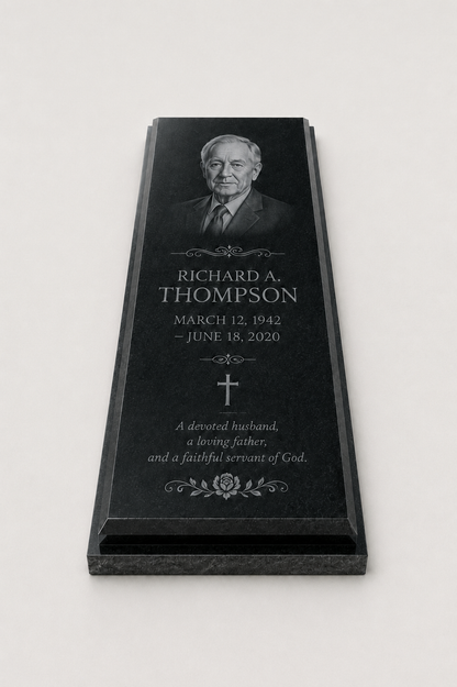 Double-Level Granite Ledger Memorial | Flat Grave Ledger