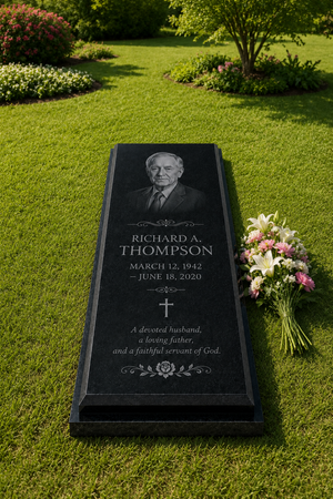Double-Level Granite Ledger Memorial | Flat Grave Ledger