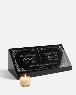 Christian Cross Companion Granite Pillow Headstone
