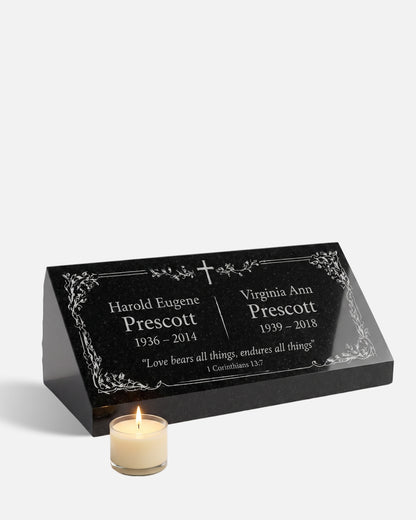 Christian Cross Companion Granite Pillow Headstone