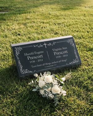 Christian Cross Companion Granite Pillow Headstone