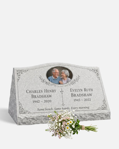Floral Companion Granite Slant Marker