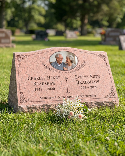 Floral Companion Granite Slant Marker