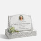 Women's Rose Floral Portrait Granite Slant Marker with Base
