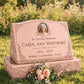 Women's Rose Floral Portrait Granite Slant Marker with Base