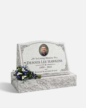 Men's Laurel Portrait Granite Slant Marker with Base