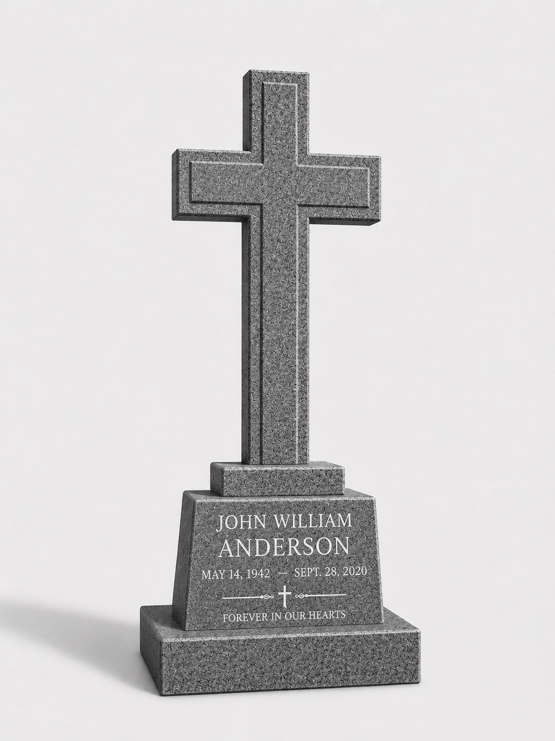 Granite Cross Upright Headstone with Base