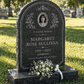 Round Arch Floral Granite Upright Headstone