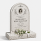 Round Arch Floral Granite Upright Headstone