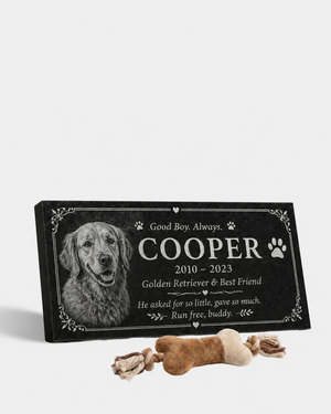 Pet Paw Print Granite Flat Grave Marker