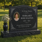 Wave Top Single Portrait Granite Headstone with Vase